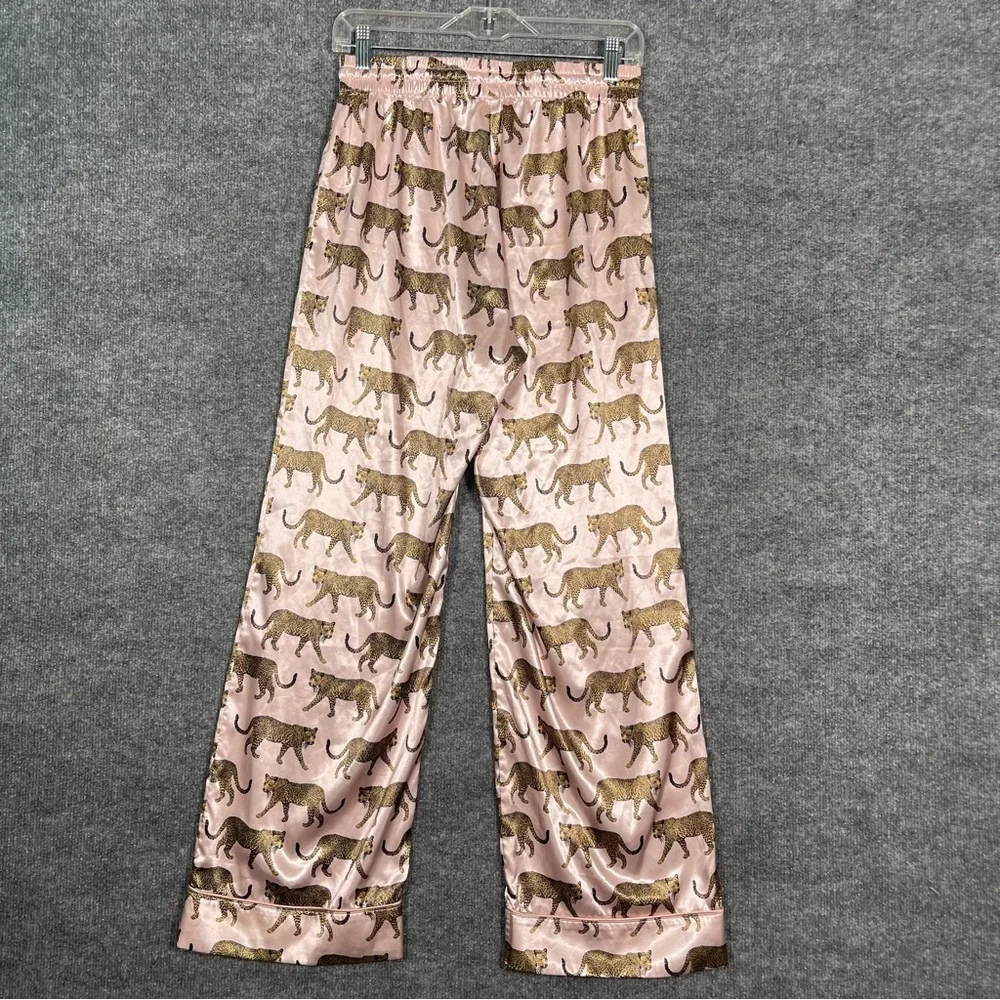 Show Me Your Mumu Womens XS Pink Catwalk Cheetah Silky Pull On‎ Pajama Pants